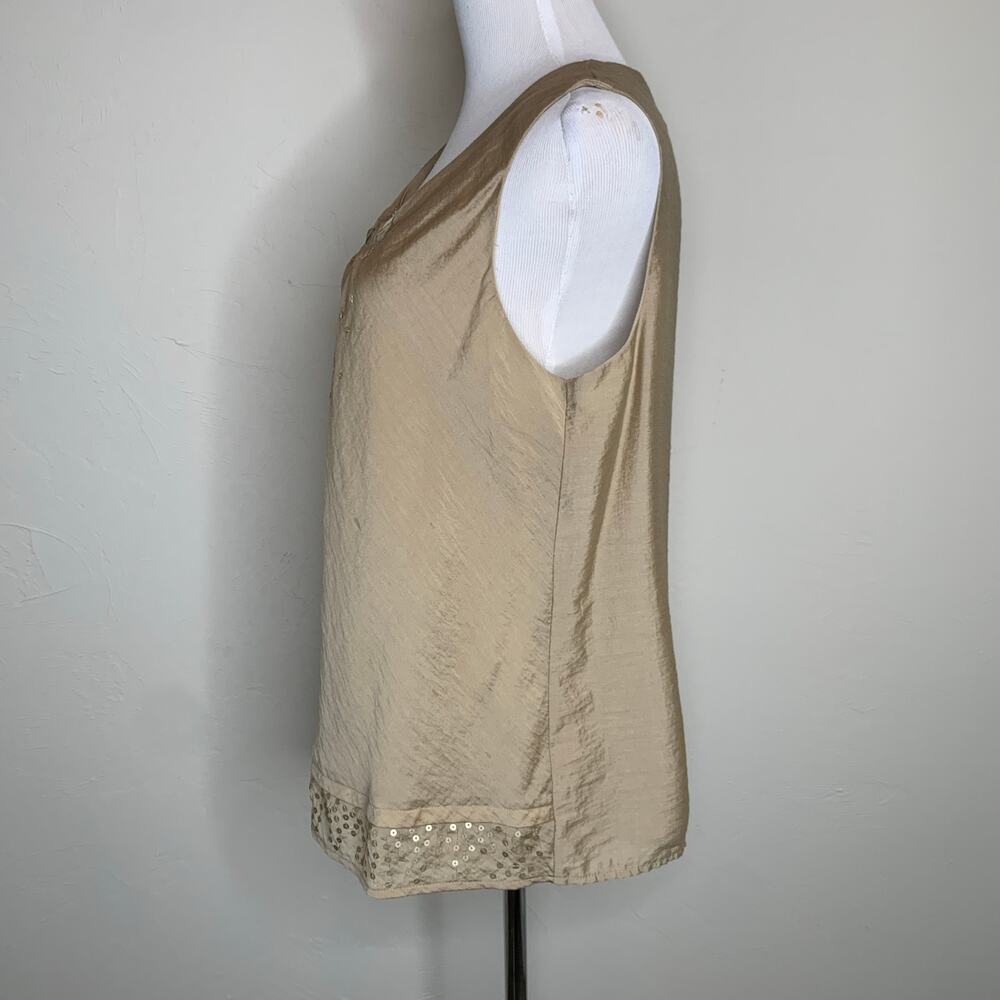 Coldwater Creek Tan Shell Sequin Embellishment Sz M 10-12